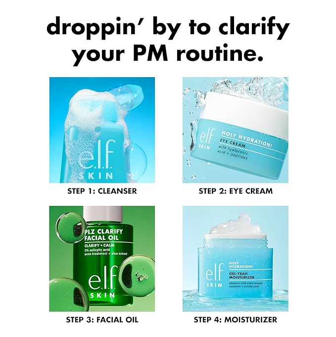 e.l.f. SKIN PLZ Clarify Facial Oil, Face Oil For Treating & Preventing Acne, Helps Calm Redness, Made with Salicylic Acid, Vegan & Cruelty-Free, 1 oz