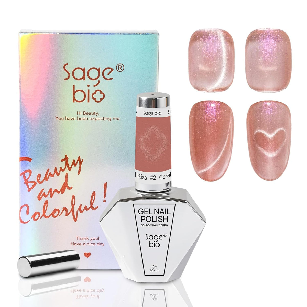 15ml Cat Eye Gel Nail Polish with Magnet Shimmer Glass Bead Effect 01