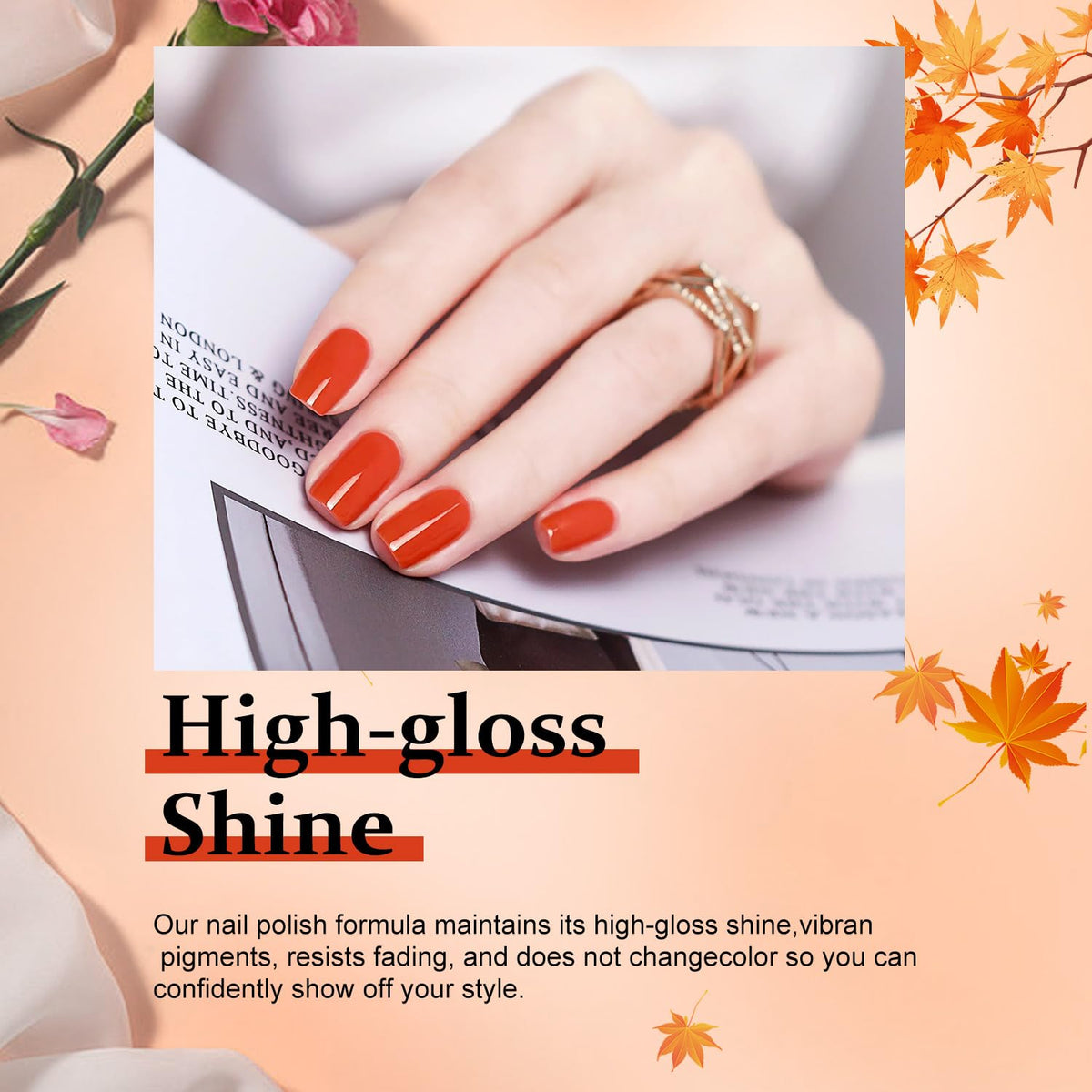Major Dijit Quick Dry Polish 12ml/0.41fl oz Pumpkin Orange Regular Lacquer Fast Drying & Long Lasting Nail Art Effect for Salon