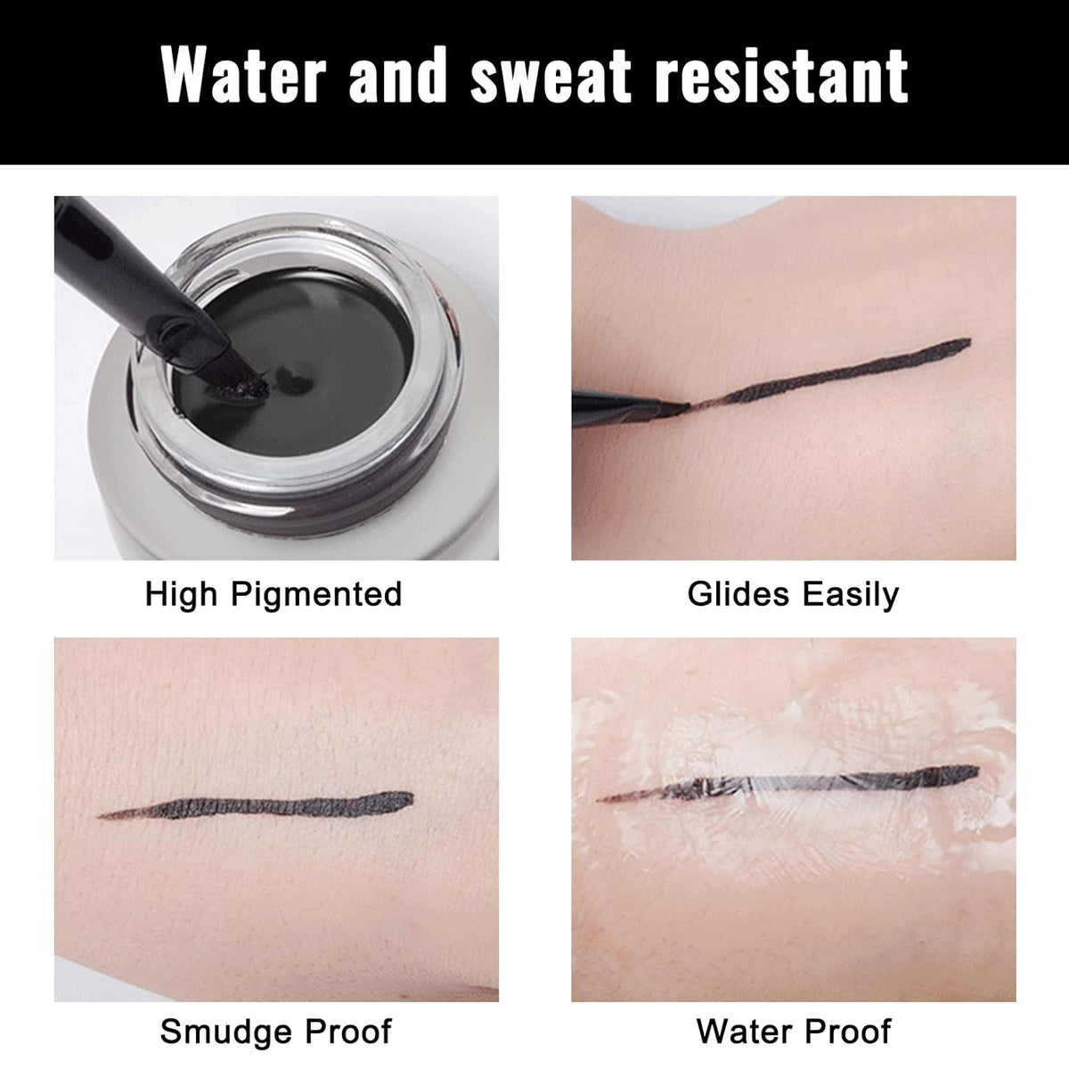 Erinde Waterproof Gel Eyeliner, Cream Eyeliner Gel Pot, High-Intensity Pigments Long Lasting Smudge-Proof Eye Liner Halloween Makeup, Waterline Matte Eye Liner with 2PCS Brushes, 07 Dry Rose