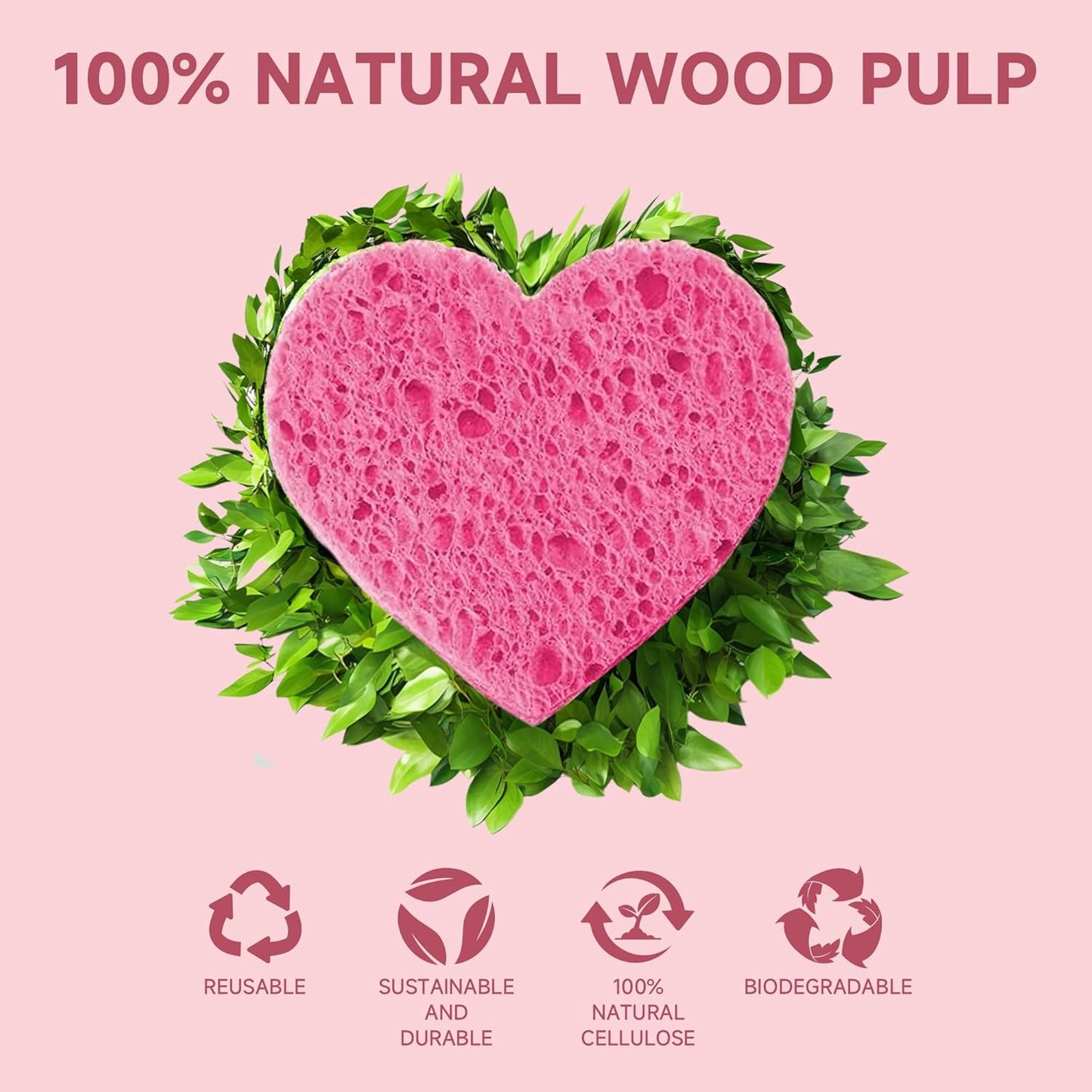 100 Count Compressed Pink Facial Sponges | 100% Natural Cellulose Eco-Friendly Makeup Sponges for Gentle Cleansing, Exfoliating & Stubborn Makeup Removal | Travel & Home Beauty Essentials for Women