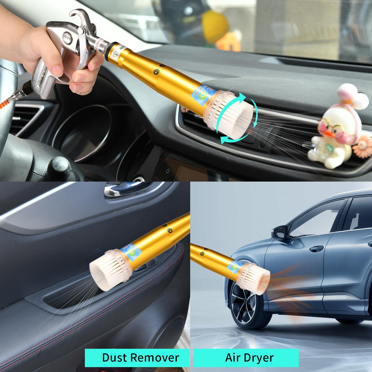 GOCCIDA High Pressure Car Cleaning Gun Air Gun Air Blow Gun Air Nozzle Blower Gun Air Compressor Accessories Tool Air Gun Brush for detailing Cleaning Air Compressor Attachments