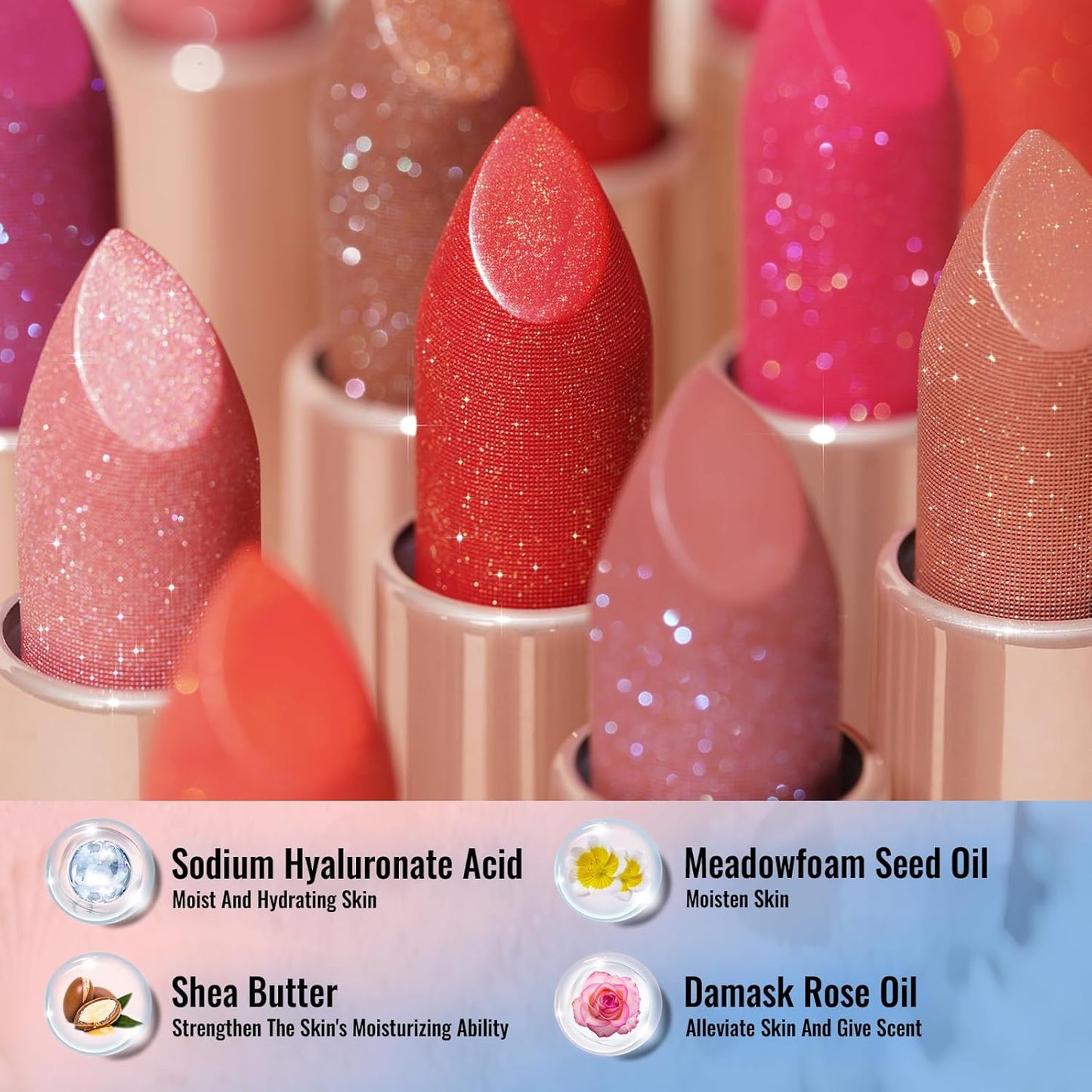 Oulac Shimmer Brown Lipstick, Infinity High Shine Finish, Hydrating Lip Color Infused with Damask Rose Oil for All-Day Comfort, Gluten-Free Vegan Beauty, D06 Brown Diamond