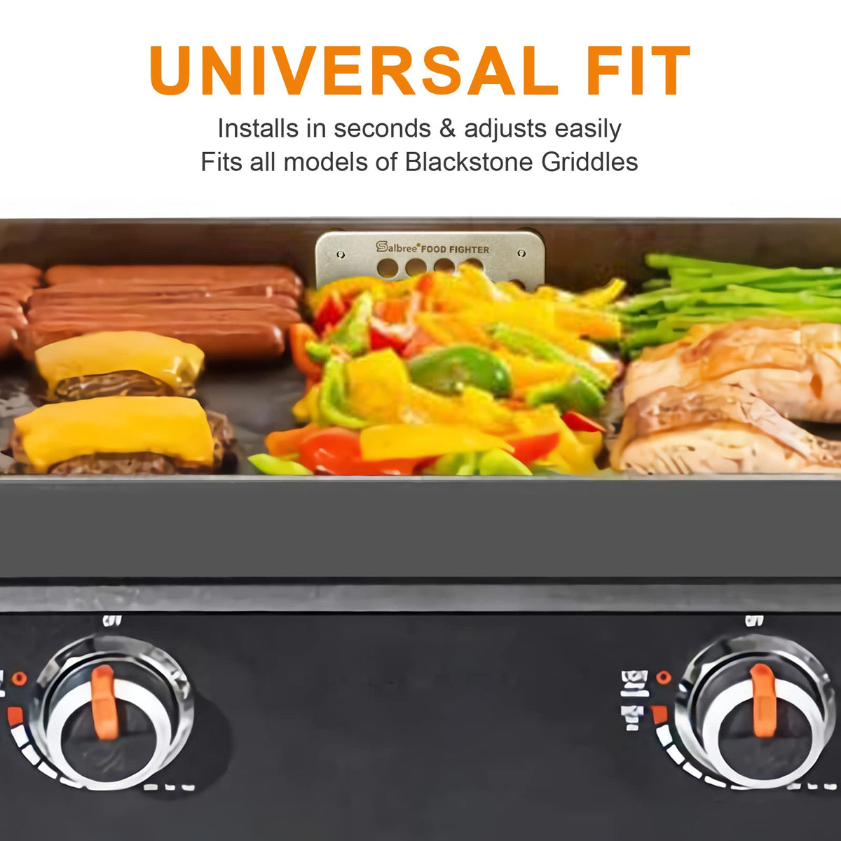 Salbree Food Fighter Mesh Screen Grease Gate Blocks Foods from Falling into Rear Grease Trap Cup Tray & Compatible with All Blackstone Griddle Goalie Accessories, Universal Fit All Black Stone Grills
