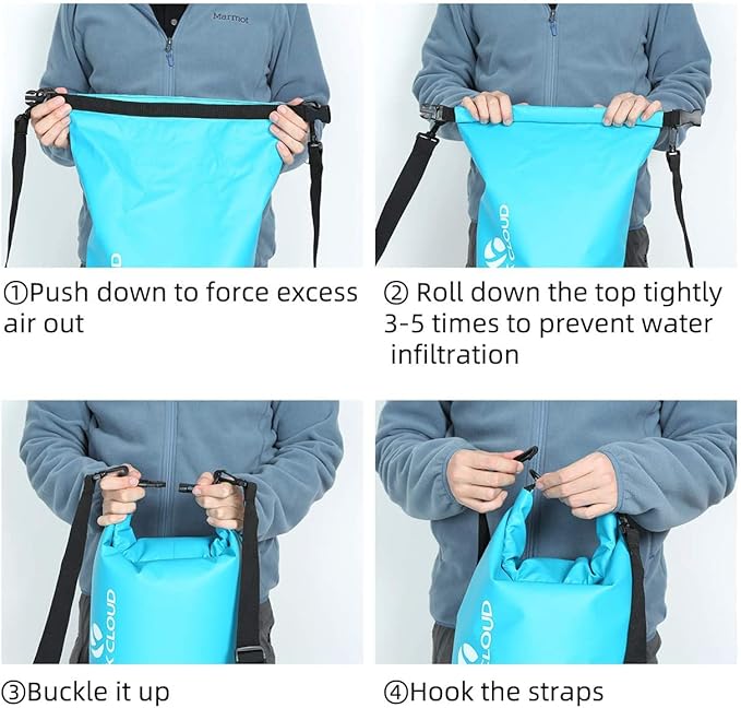 ROCK CLOUD Dry Bag Waterproof 5L Dry Sack for Kayaking Rafting Boating Beach Surfing Swimming Canoe Camping Hiking Fishing Ski, Orange