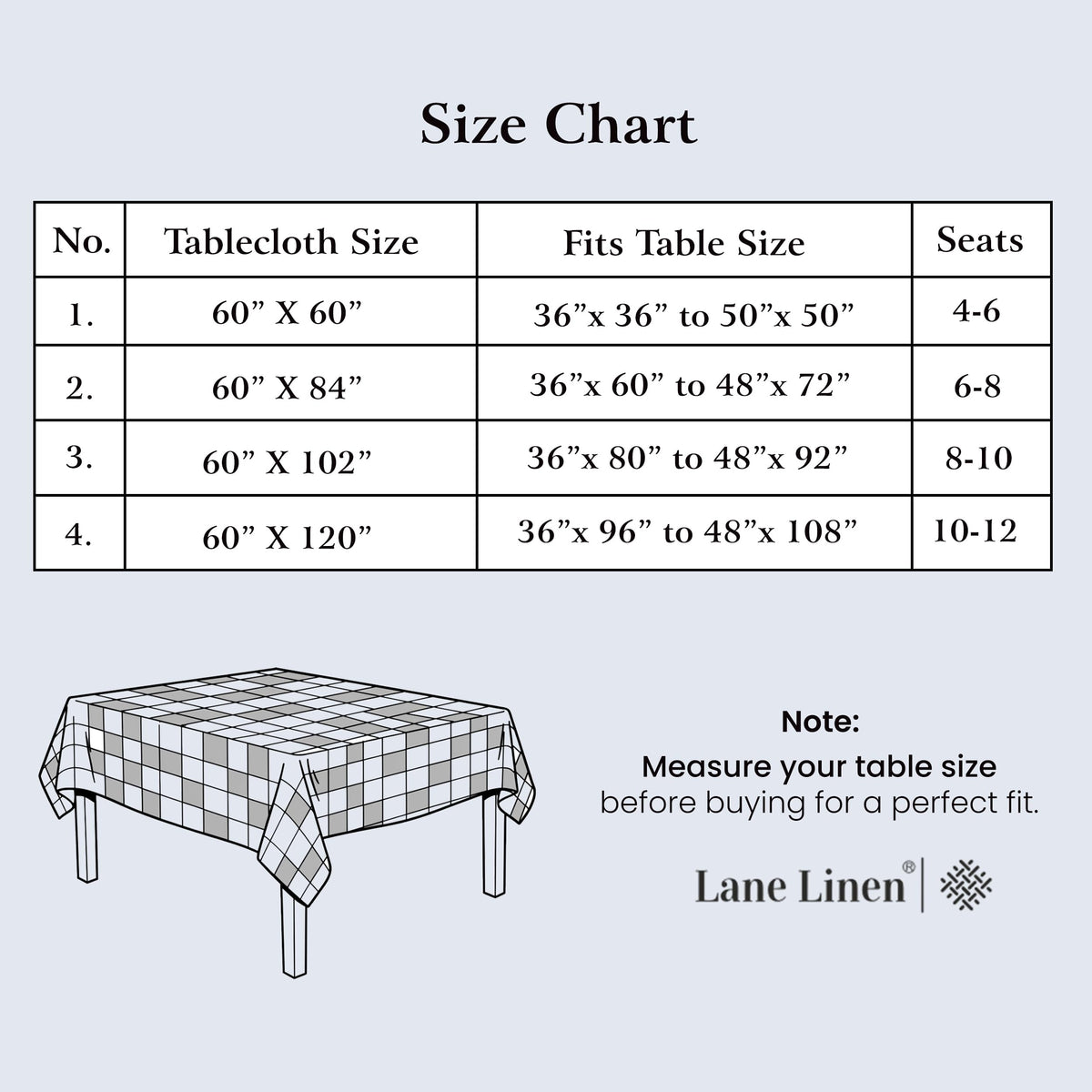 LANE LINEN 60 x 120 Inch Plaid Tablecloth Rectangle - Stain Resistant, Spillproof and Washable Gingham Table Cloth for Outdoor Picnic, Kitchen and Holiday Dinner, Black and White