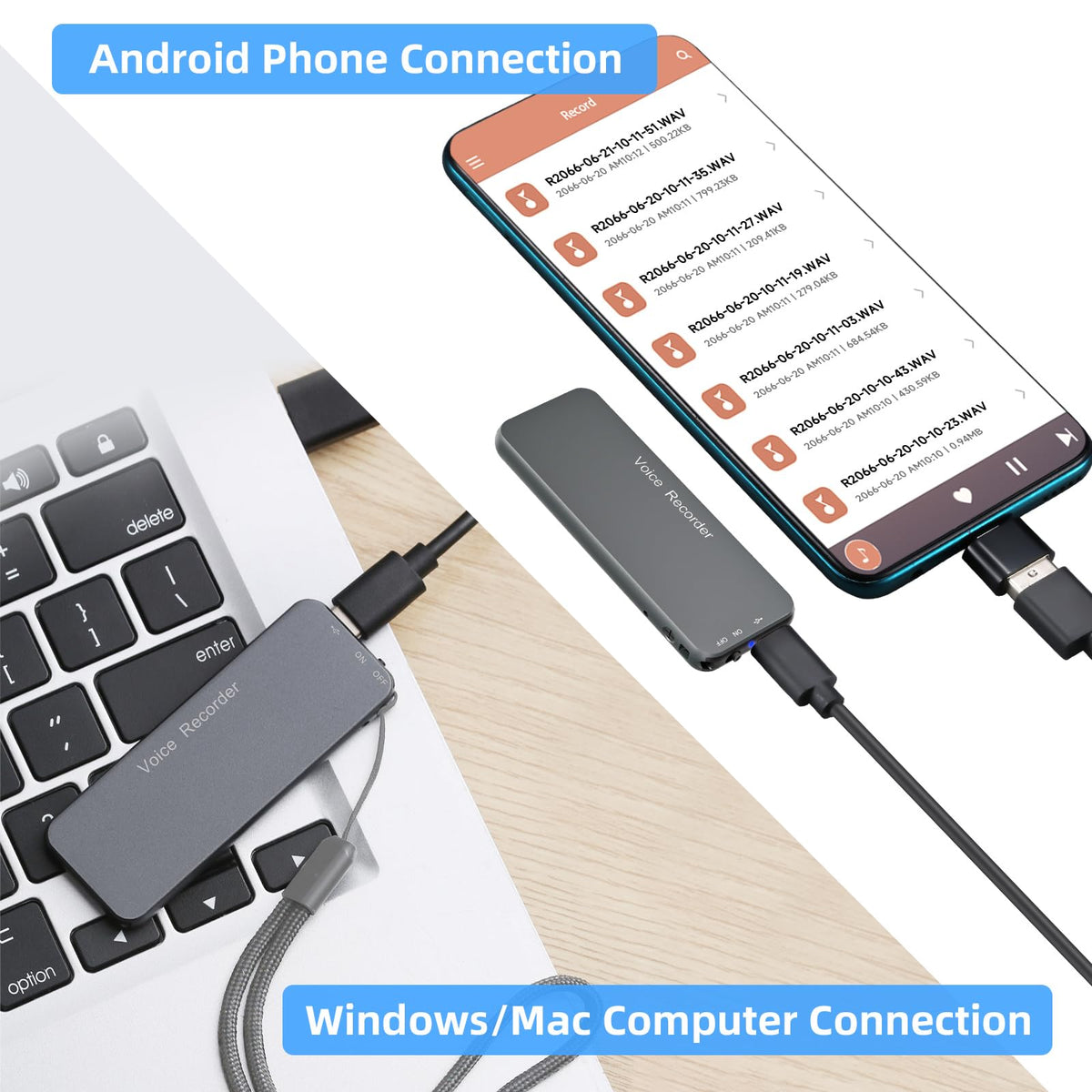 128GB(1800Hrs) Howabo Voice Activated Recorder with Playback, 40Hrs Recording Device with Metal Housing, 1536Kbps Digital Voice Recorder with USB-C for Interviews Personal Memo