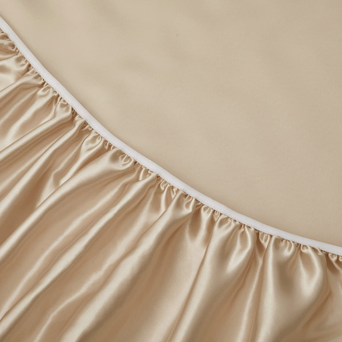 Horbaunal 6 Piece Satin Sheet Set King Size Luxury Silky & Soft Beige Satin King Bed Sheet Set with 16" Deep Pocket, 1 Fitted Sheet, 1 Flat Sheet, 4 Pillowcases