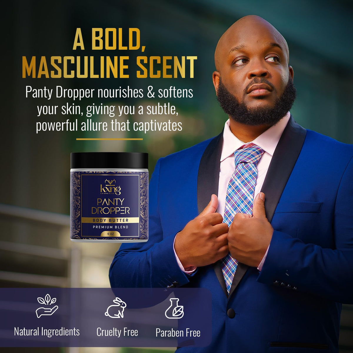 KXNG Cosmetics, Body Butter, Organic Skin Care for Men and Women, Body Moisturizer Lotions and Creams, Raw Shea Butter, Cocoa Butter, Mango, Coconut Oil, Hand, Foot, All Skin Types (Panty Dropper)