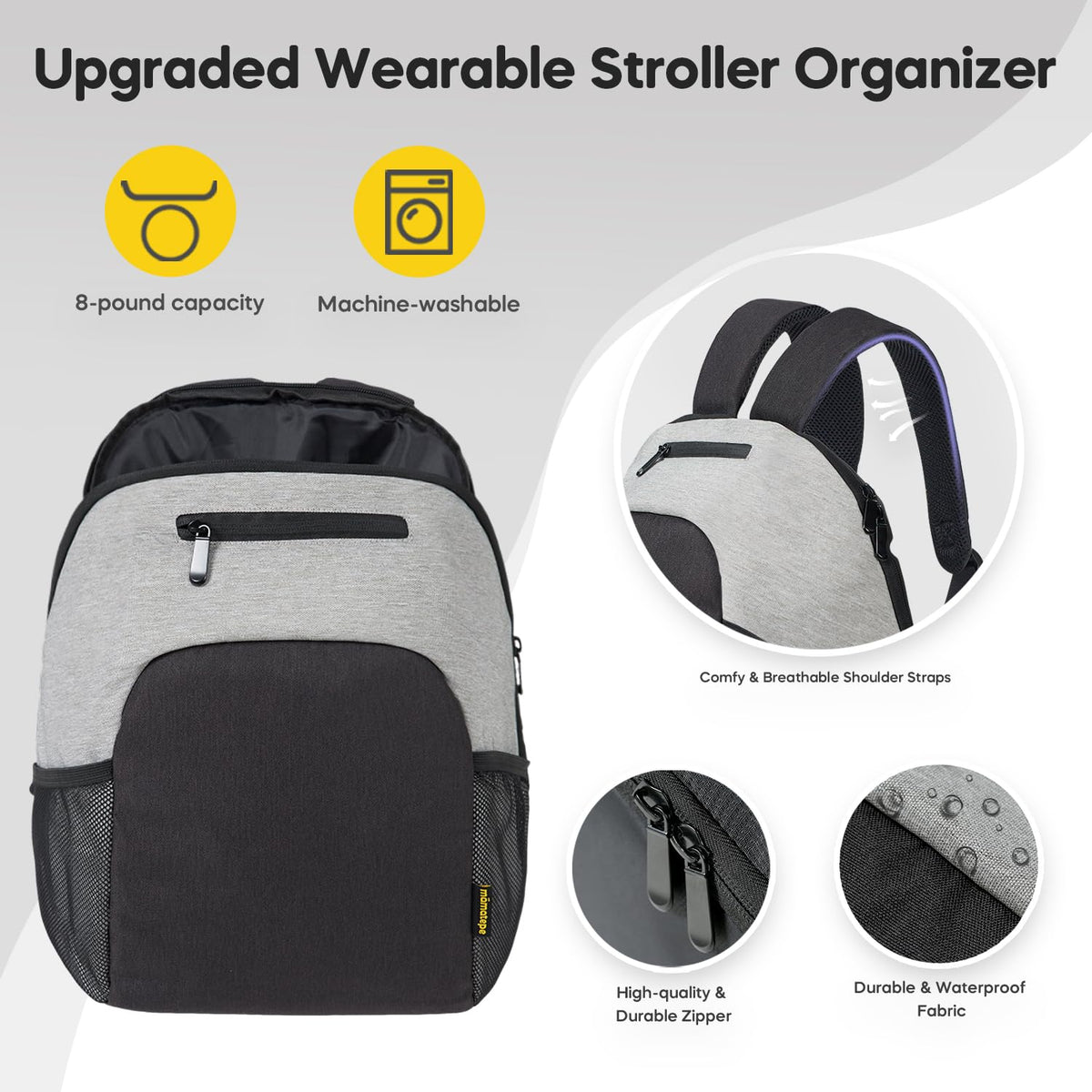 mamatepe Storage Bag Compatible with Doona Infant Car Seat, Organizer Bag,Wearable Backpack for Baby Travel,Stroller Bag for Doona Car Seat & Stroller (Grey)