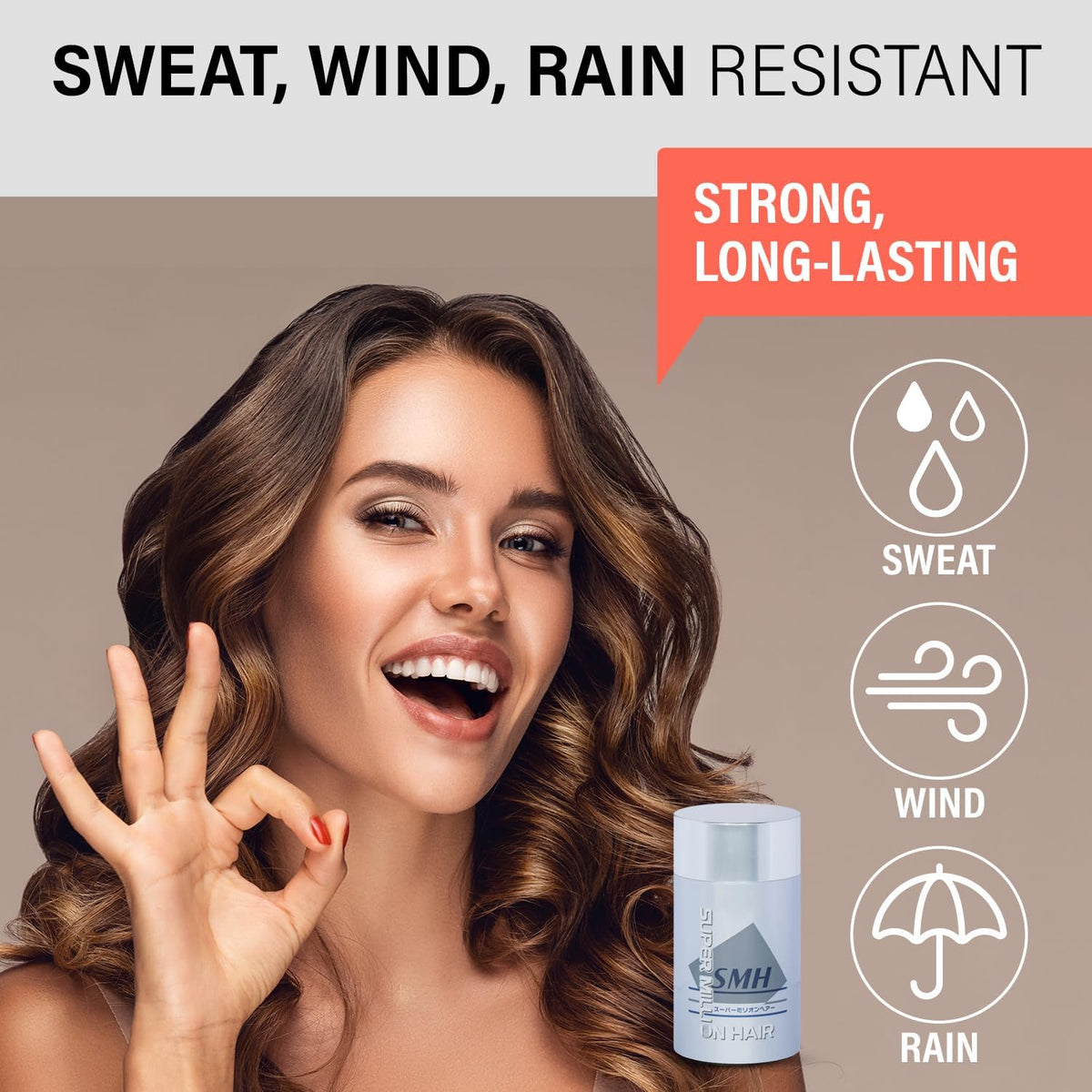 SMH Hair Fibers MADE IN JAPAN – Instantly Conceals Thinning Hair –Long-Lasting – Sweat, Water & Wind Resistant – Hair Loss Solutions For Men & Women (White, 15g)