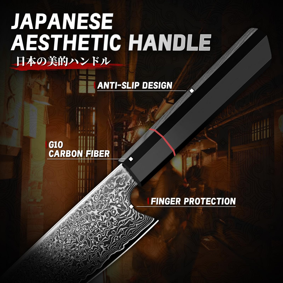TIVOLI Damascus Knife Set 3PCS, Japanese Kitchen Knife With VG10，Ultra Sharp Cooking Knife Set With Octagonal Handle，Professional Chef Knives Set for Meat Vegetable Fruit, Ideal Gift for Dad，Mom