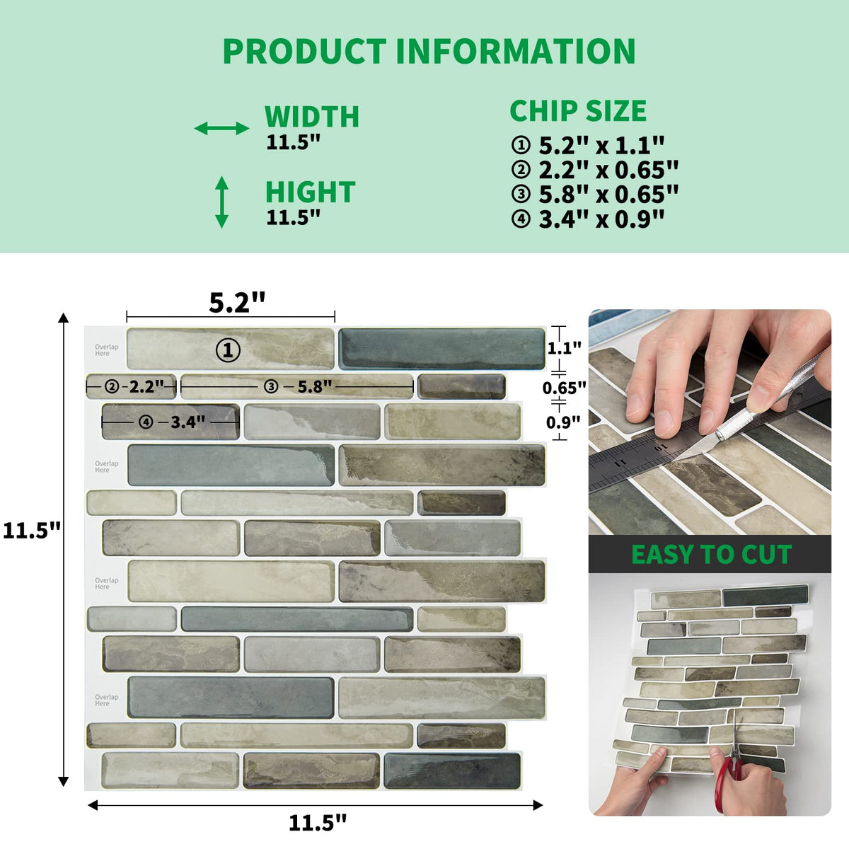 LONGKING Marble Peel and Stick Backsplash for Kitchen, 3D Adhesive Tile Backsplash for Kitchen, Bathroom, Wall Tile, 10 Sheets, 12" x 12"
