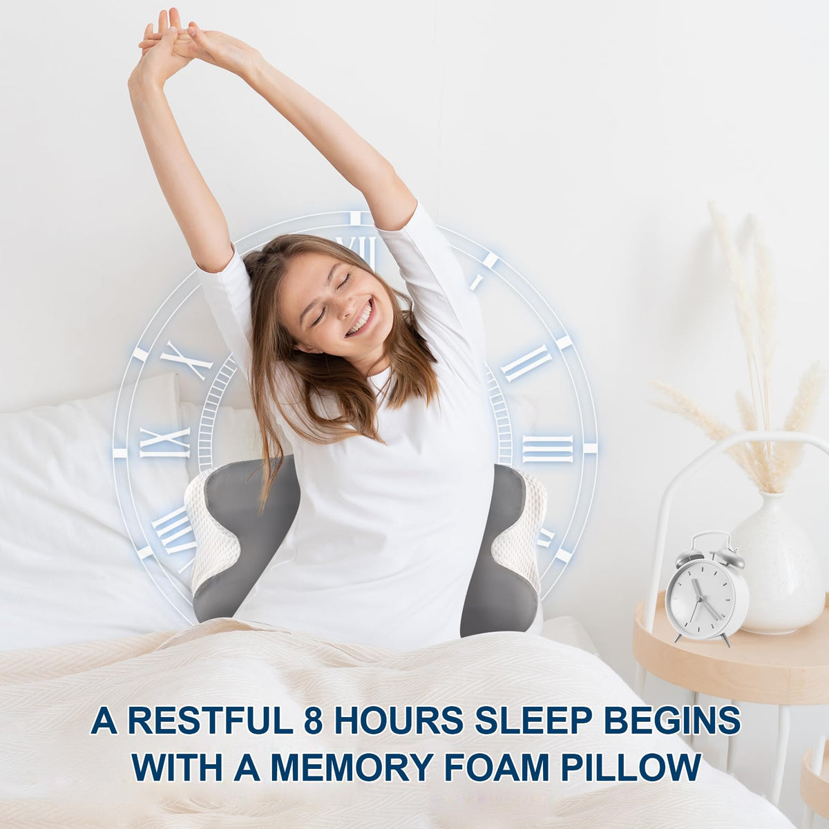 Cervical Neck Pillow for Pain Relief, Ergonomic Neck Support Pillow for Sleeping, Cooling Memory Foam Pillow, Contour Orthopedic Bed Pillow for Back Side Stomach Sleepers with Pillowcase