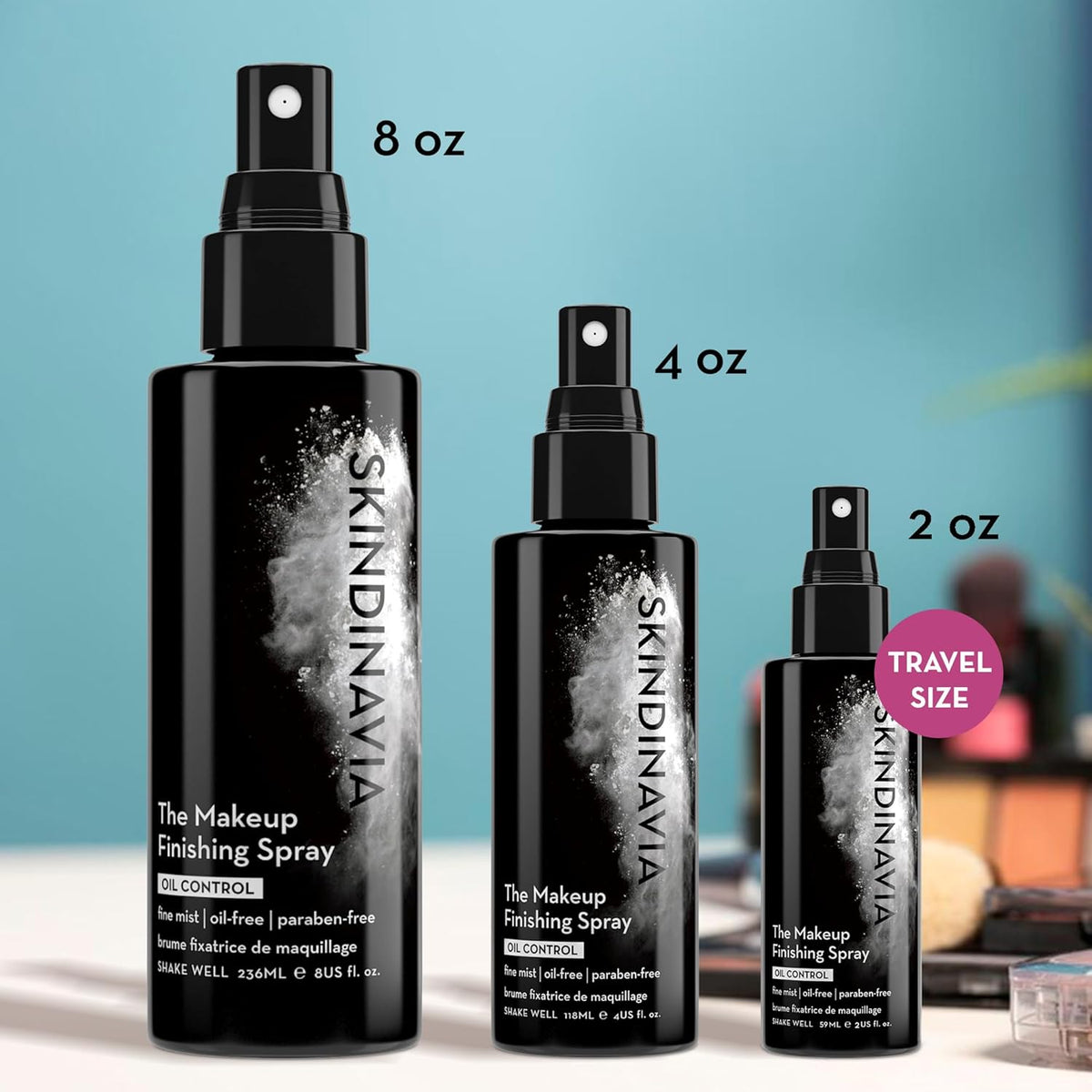 Skindinavia The Makeup Finishing Spray, Oil Control Makeup Setting Spray, All-Day Wear, Long-Lasting Up to 16+ Hours, Heat-Resistant & Waterproof, Fine Mist, 8.0 Oz