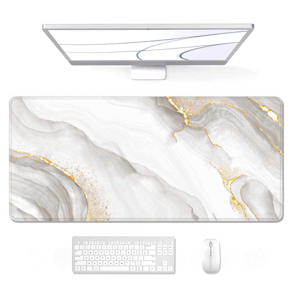 Auhoahsil Large Gaming Mouse Pad, Animal Theme XXL 35.4 x 15.7 in Desk Pad Stitched Non-Slip Rubber Long Computer Mousepad Thin Extended Full Size Desk Mat for Desktop, Laptop, Wireless Mice, Pink