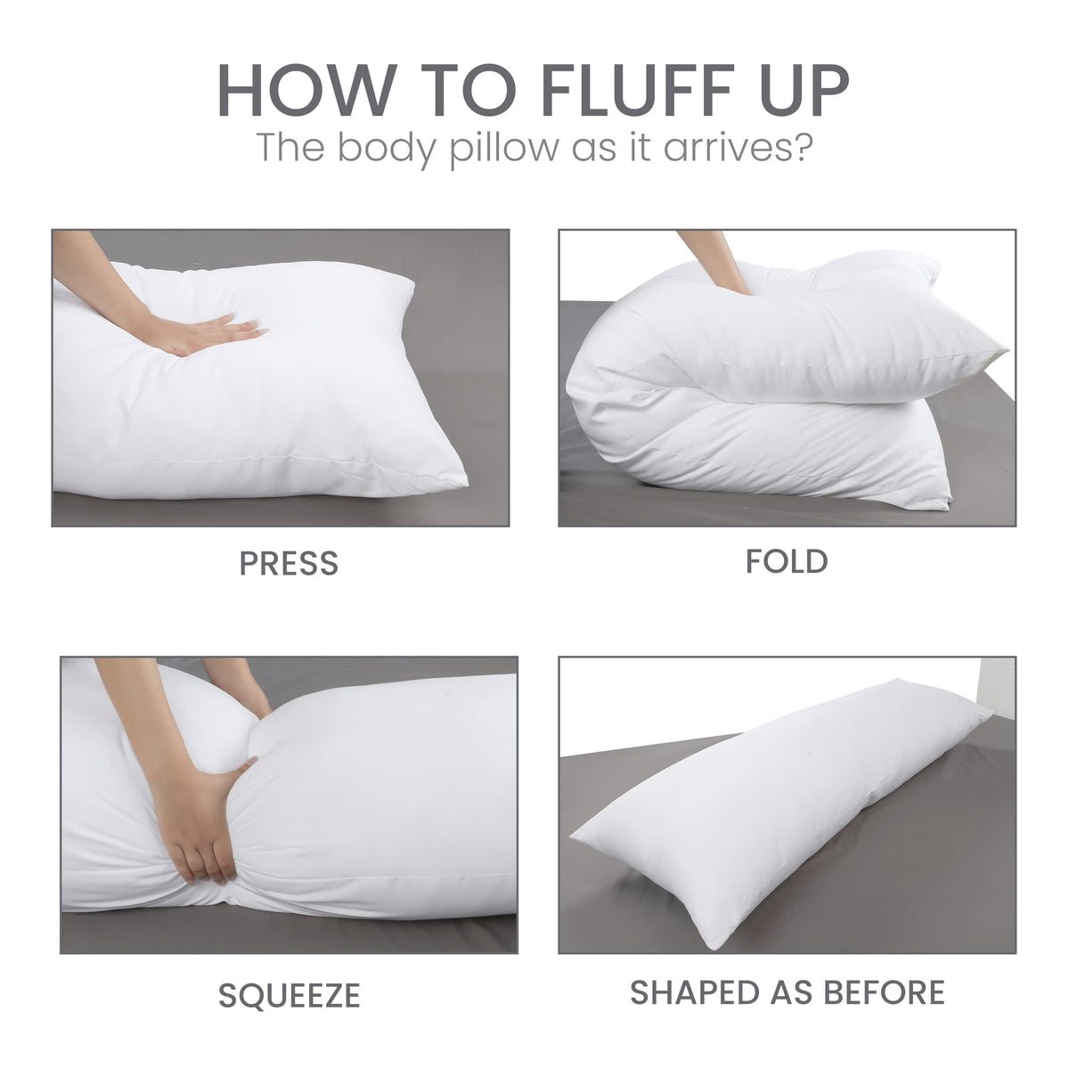 Utopia Bedding Full Body Pillow for Adults (White, 20 x 54 Inch), Long Pillow Insert for Sleeping, Ideal for Side Sleepers
