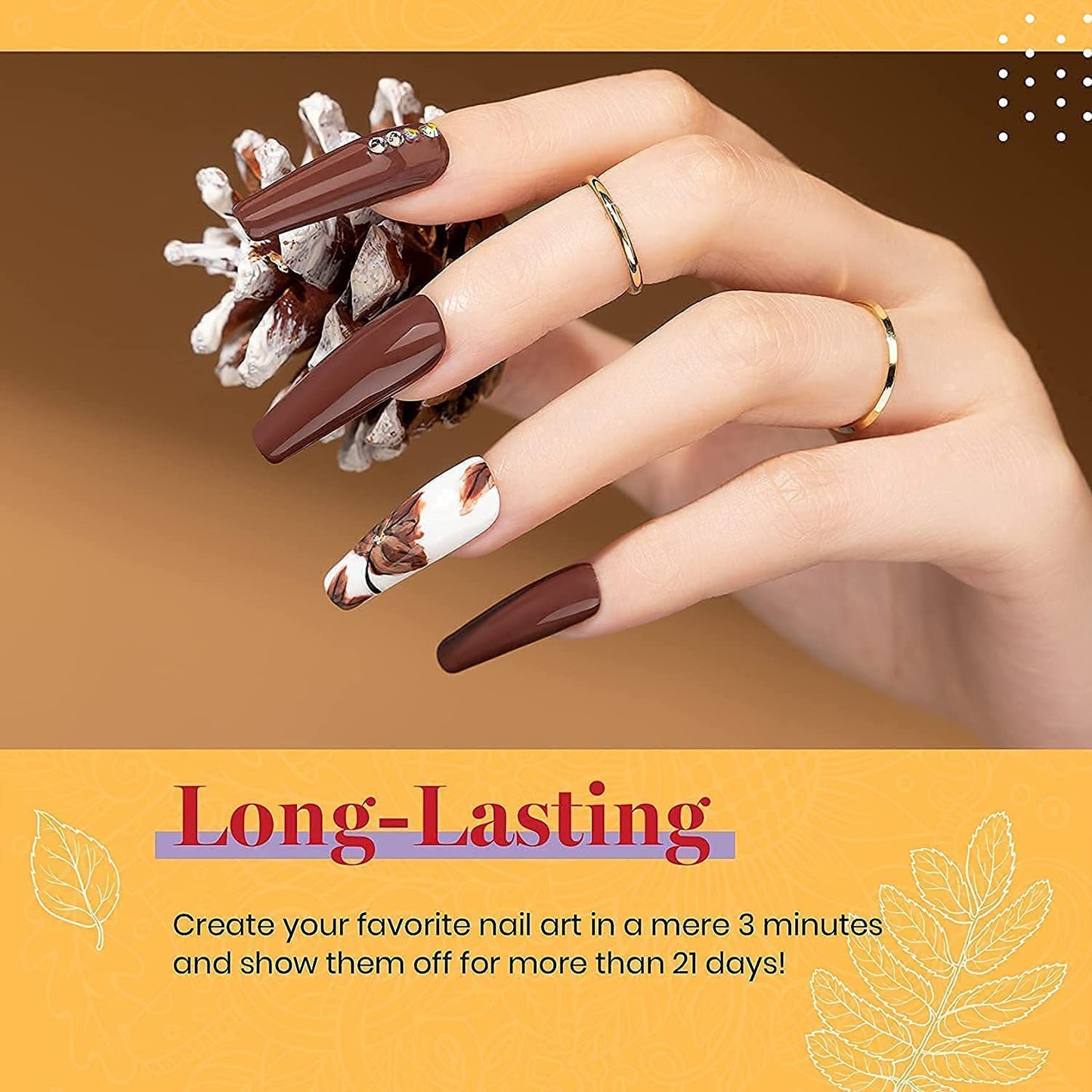 Beetles Fall Gel Nail Polish Set, 6 Colors Burgundy Red Brown Yellow Orange Glitter Gel Nail Polish Soak Off UV Nail Art Design Manicure Gifts for Women