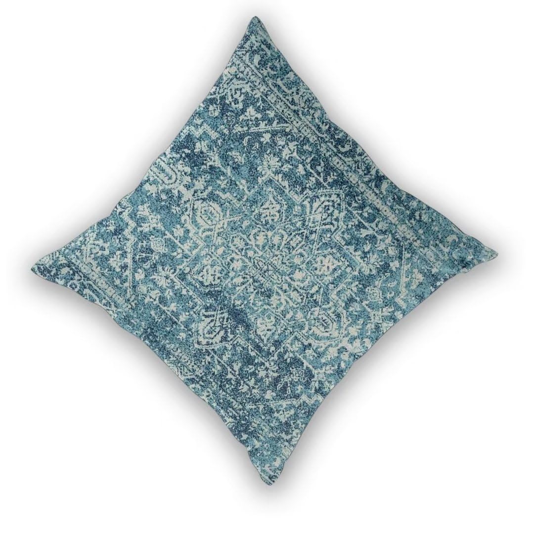 Sunshineyan Teal Boho Pillow Covers 18x18 Set of 2, Bohemian Carpet Pattern Outdoor Decorative Throw Pillows Linen Ethnic Design Rustic Farmhouse Cushion Cases for Couch Sofa Decor