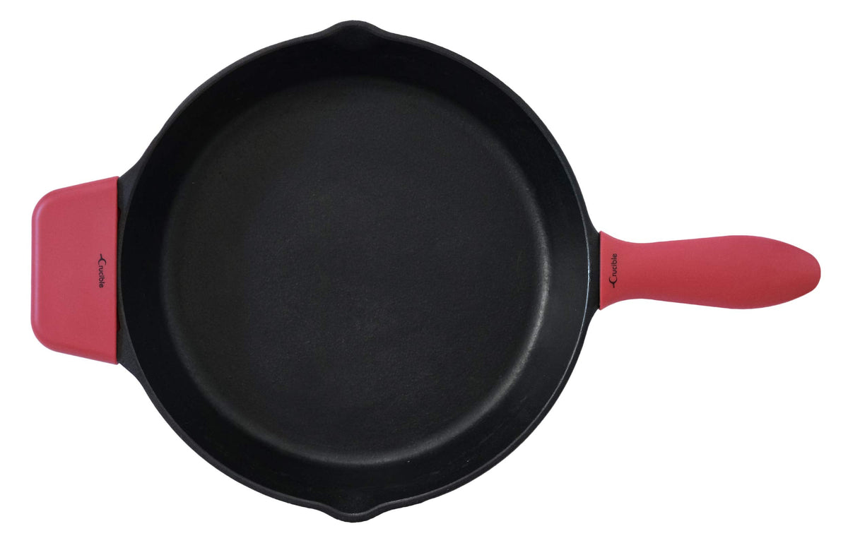 Silicone Hot Handle Holder, Potholders (3-Pack Red) for Cast Iron Skillets, Pans, Frying Pans & Griddles, Metal and Aluminum Cookware Handles - Sleeve Grip, Handle Cover