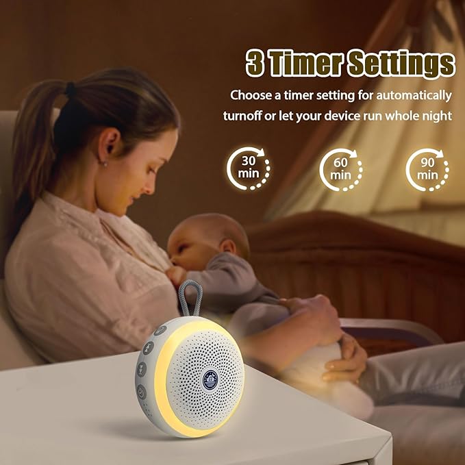 USB Rechargeable Baby Sound Machine with Night Light – 20 Calming Tracks, Lullabies & Rain Sounds | White Noise Baby Machine & Music Box for Newborns, Infants & Kids | Soothing Music, Sleep Sounds