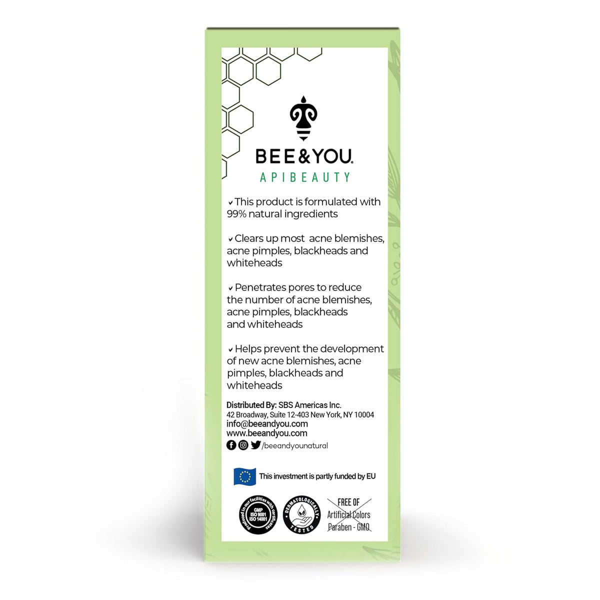 BEE and YOU Acne Treatment with Salicylic Acid, Bee Venom and 100% Natural Propolis Extract Acne Serum for Face and Body to Control and Clear Breakouts |1 Ounce