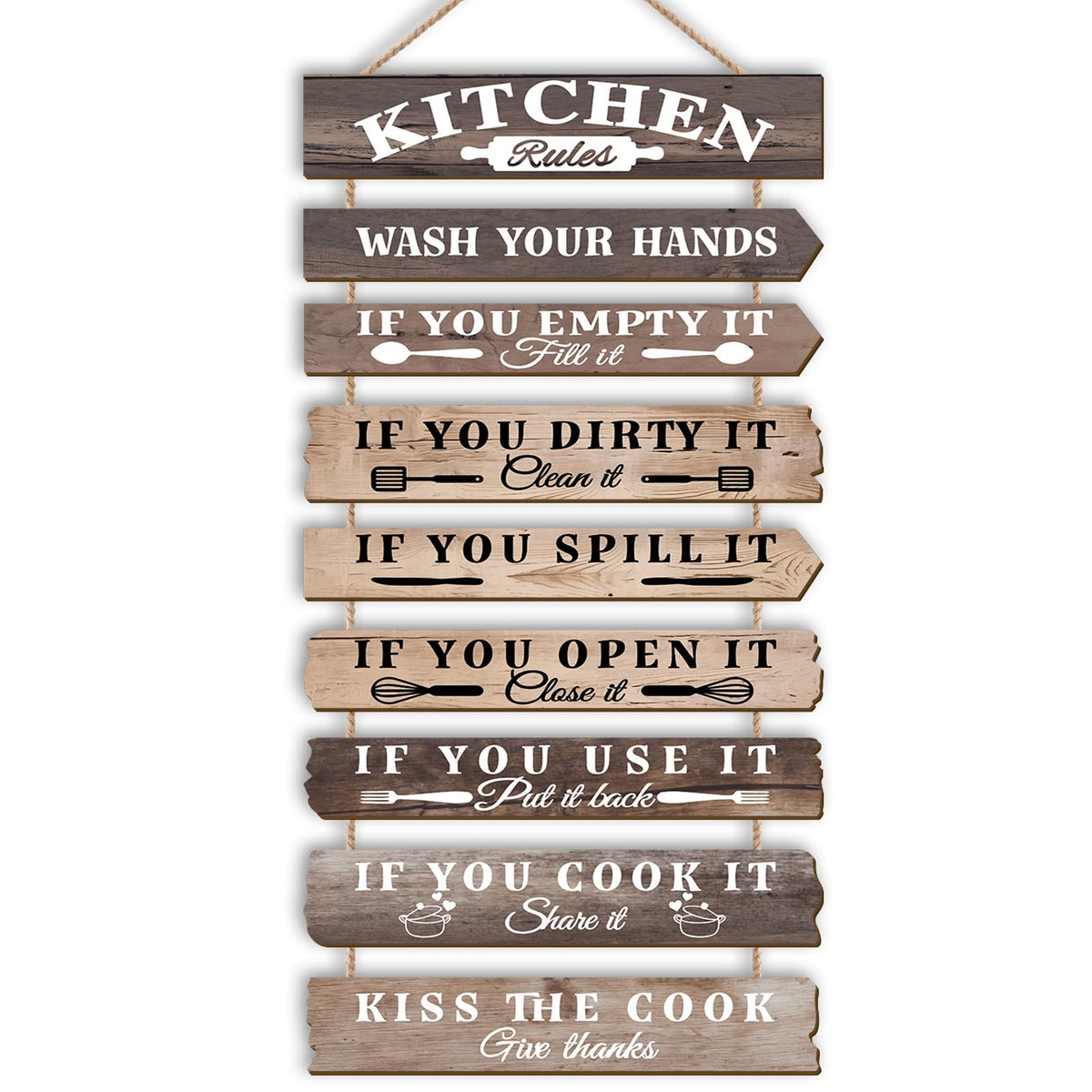 PEKCARGO Kitchen Wall Decor Funny Kitchen Signs Kitchen Rules Pictures Wall Art Decor Rustic Farmhouse Western Kitchen Decor Wooden Sign (Brown)