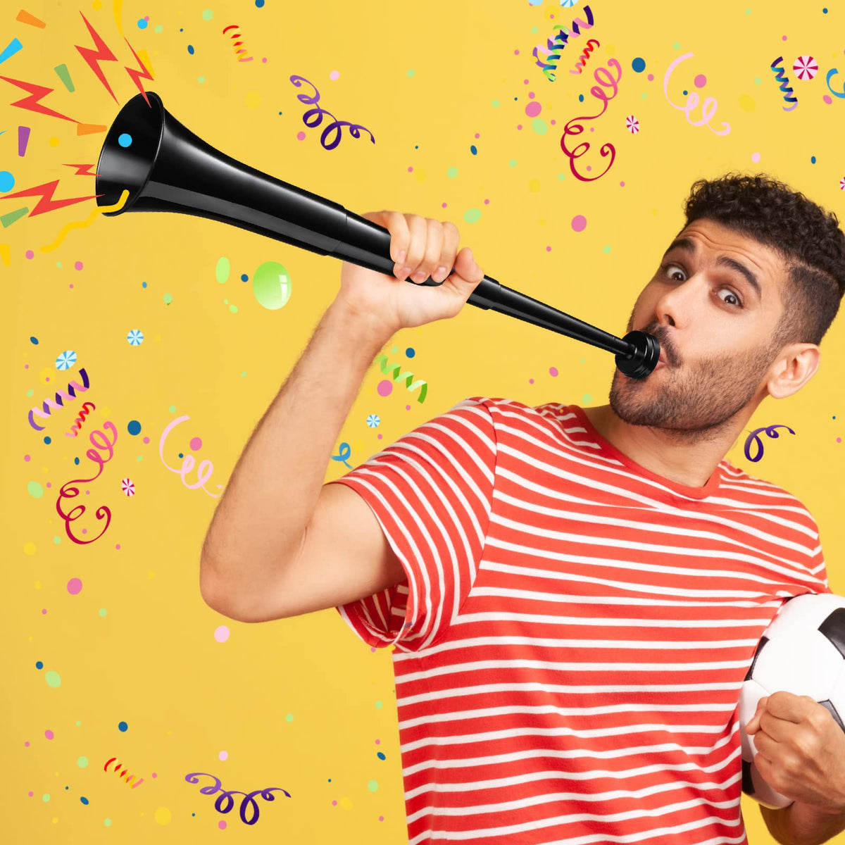 4 Pcs Vuvuzelas Soccer Horn Collapsible Stadium Hockey Blow Stadium Noise Maker Loud Sound Handheld Sports Horn Noisemaker for Sports Events Parties Accessories