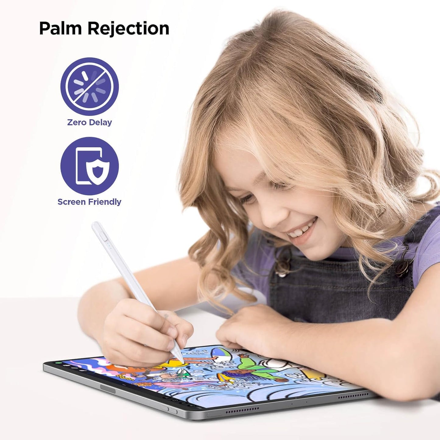 Stylus Pen for iPad 2018-2025, 15Mins Fast Charge for Apple Pencil, Palm Rejection, Compatible with iPad 10/9/8/7/6, iPad Pro 12.9"/11"/13" M4, iPad mini 6/5, iPad Air 5/4/3/11"-13" M2