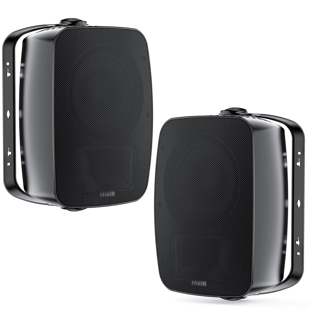 Hiwill Outdoor Speaker Waterproof – 4.5" Woofer with Dual Passive Radiators, Aluminum Dome Tweeter, All-Weather Durable Mountable Speakers for Patio, Poolside, Indoor-Outdoor Flexibility(Pair, Black)