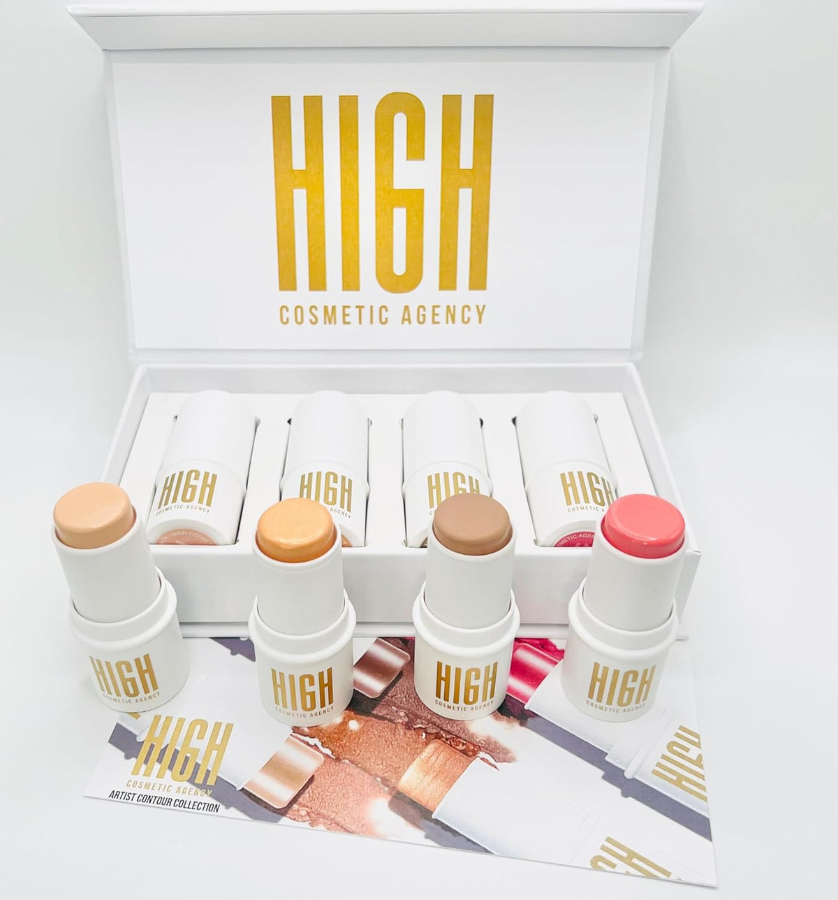 Contour,4 Piece Set, For Face, Professional Makeup, Cream, Long Lasting, Cruelty Free,Crystalline Artist Contour Colecction (Line To Go) Kit by Beauty Creations,Highlighter, high cosmetic agency