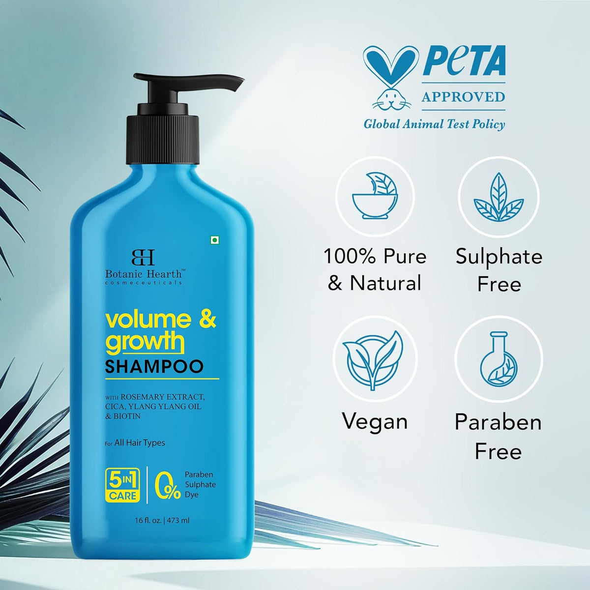 Botanic Hearth Rosemary Shampoo Infused With Cica, Ylang Ylang Oil & Biotin Oil – Clarifying Shampoo For Hair Volume, Growth & Strength | Paraben & Sulfate Free | For All Hair Types, 16 Fl Oz