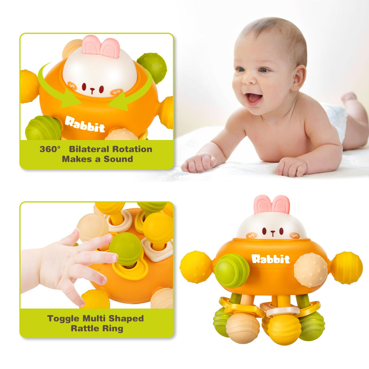 Baby Teething Toys, Baby Teethers Montessori Sensory Toys for 0-6 6-12 Months, Gifts for Newborn Infant Boys Girls 0 3 6 9 12 18 Months 1 One Year Old Toys, Baby Rattle Chew Toys