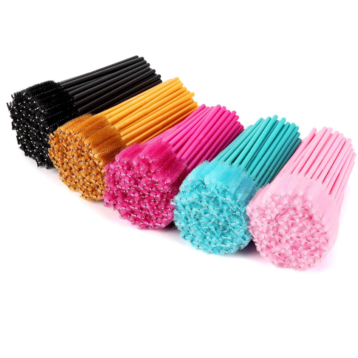 Tbestmax 500 Disposable Mascara Wands Eyelash Brush Spoolies for Eyebrow Eye Lash Extension, Makeup Brushes Applicators Kits - 5 Colors
