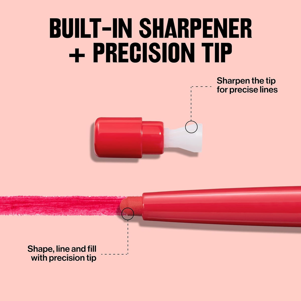 Revlon Colorstay Lip Liner Makeup with Built-in-Sharpener, Longwear Rich Colors, Smooth Application, 655 Rose, 0.01 oz