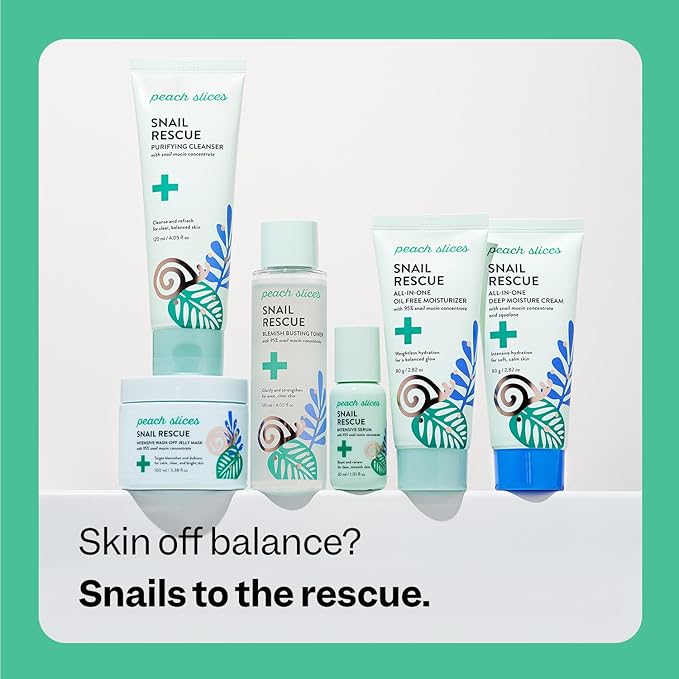 Peach Slices - Snail Rescue Purifying Cleanser (4.05 oz) - Snail Mucin Concentrate - Cleanse & Refresh Skin - Pine Bark, Hyaluronic Acid & Cica - Vegan & Cruelty Free - Korean Skin Care & Beauty