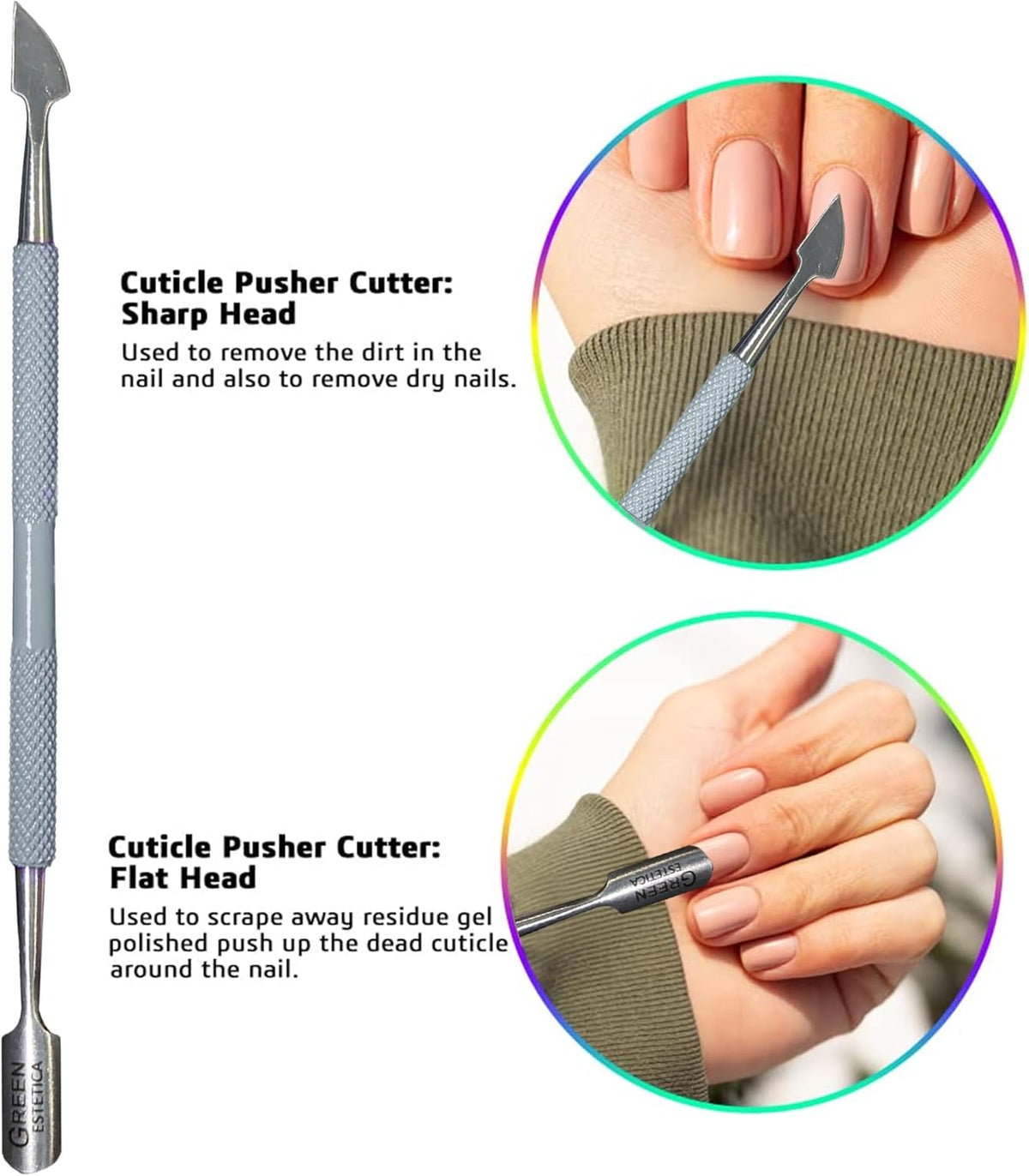 Professional Cuticle Trimmer with Cuticle Pusher Nail Cuticle Remover Nipper Silver Stainless Steel Sharp Blades Manicure Tools with Double Spring Nail Care Pedicure Nail Tools Home Spa (Gray)