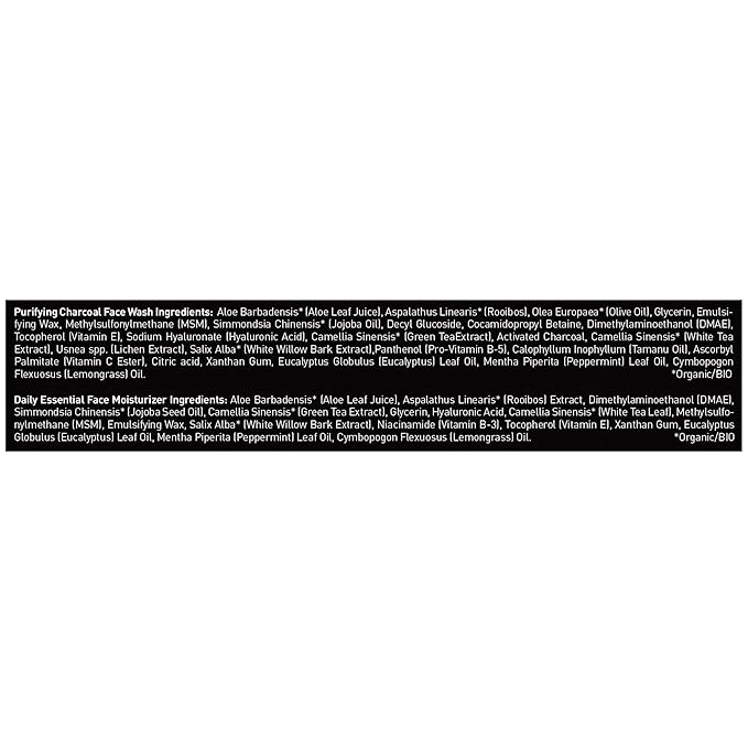 Brickell Men's Daily Essential Face Care Routine II, Purifying Charcoal Face Wash and Daily Essential Face Moisturizer, Natural and Organic, Men's Skin Care Gift Set, Scented