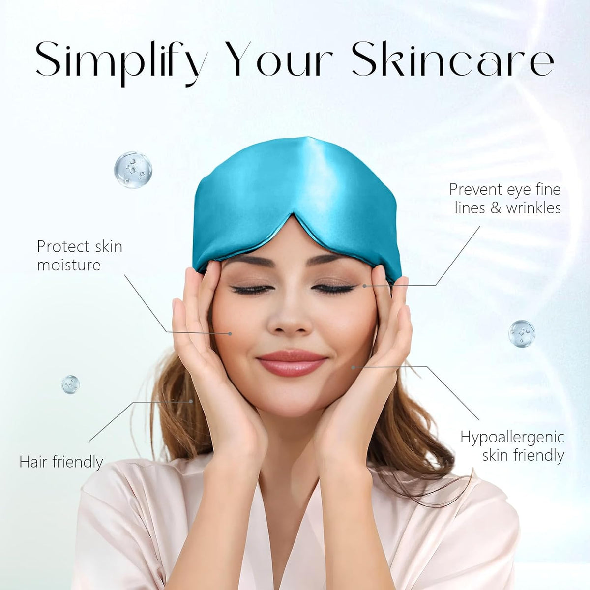 ZIMASILK 100% 22 Momme Mulberry Silk Sleep Mask - Full Silk Filled, Ultra-Soft & Breathable, Face-Hugging Blackout Eye Cover for Sleeping (Peacock Blue)