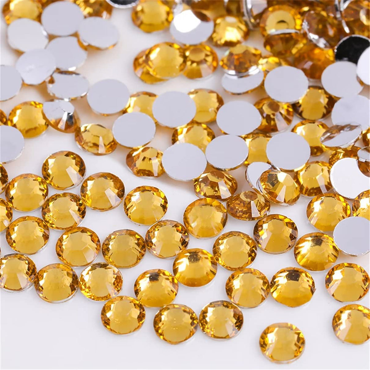 3000 Pieces SS12 3mm Flatback Rhinestones Clear Glass Round Gems Crystals for Nail Art DIY Crafts Clothes Shoes Bags （Golden Yellow）