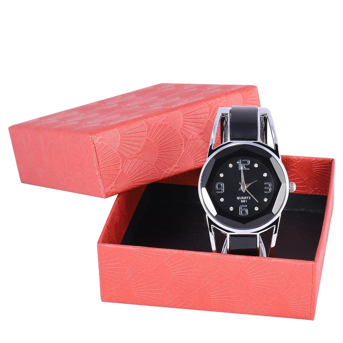 ELEOPTION Women Bangle Watch Bracelet Quartz with Rhinestone Round Dial Stainless Steel Band Wrist Ladies Watches with Womens Watch Box