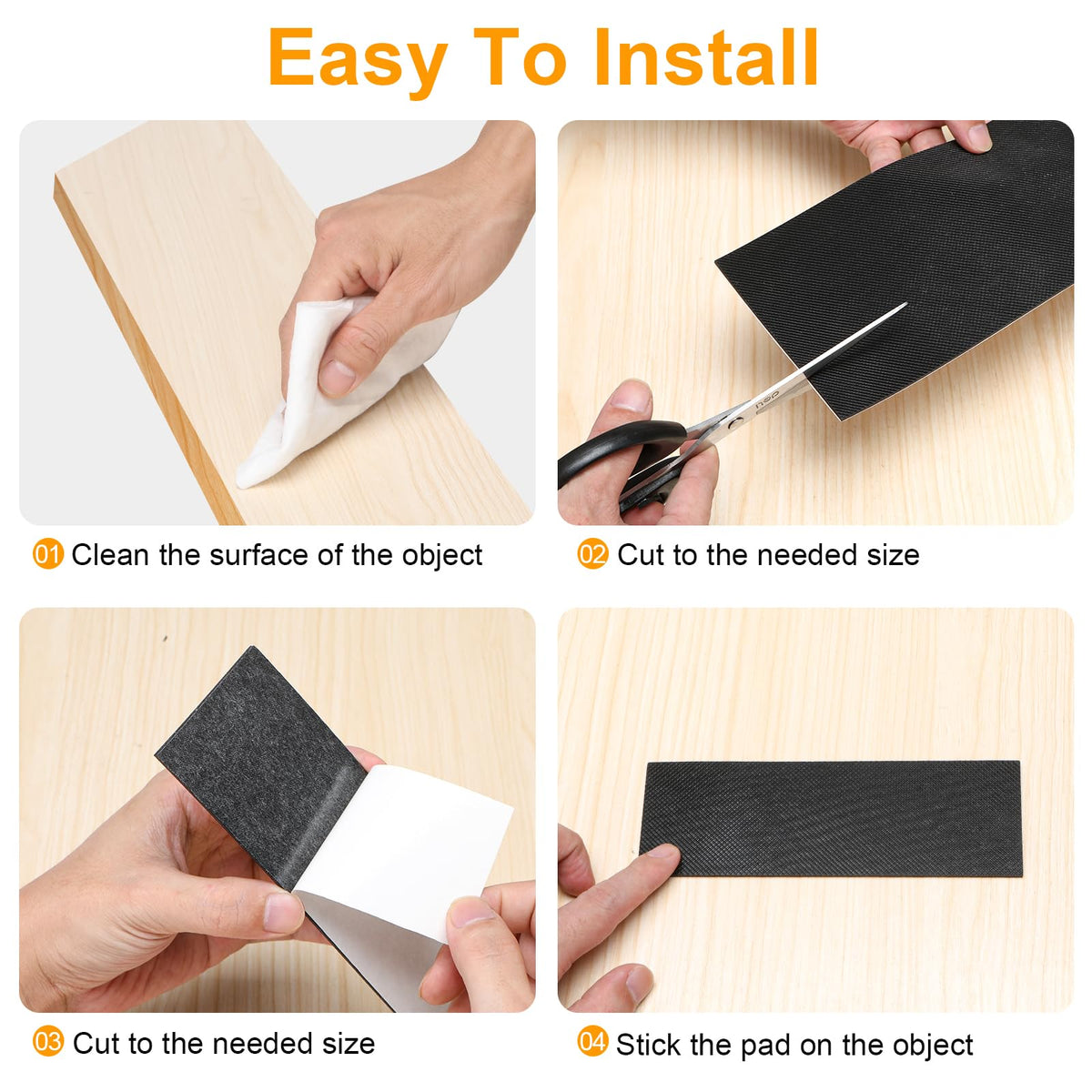 CHUNZEXI Self Adhesive Non Slip Furniture Pads 4”x40” Rubber Floor Protectors, Cuttable Anti Skid Grippers for Hardwood Floors, Scratch and Slide Protection