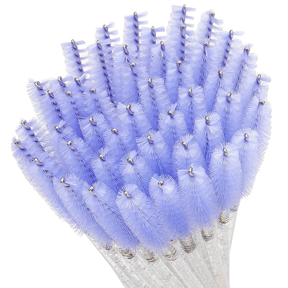 300PCS Disposable Mascara Wands Spoolie Brush Crystal Eyebrow Brushes Eyelash Extension Applicator Makeup Kits.myaokue-up (White-Light Purple)
