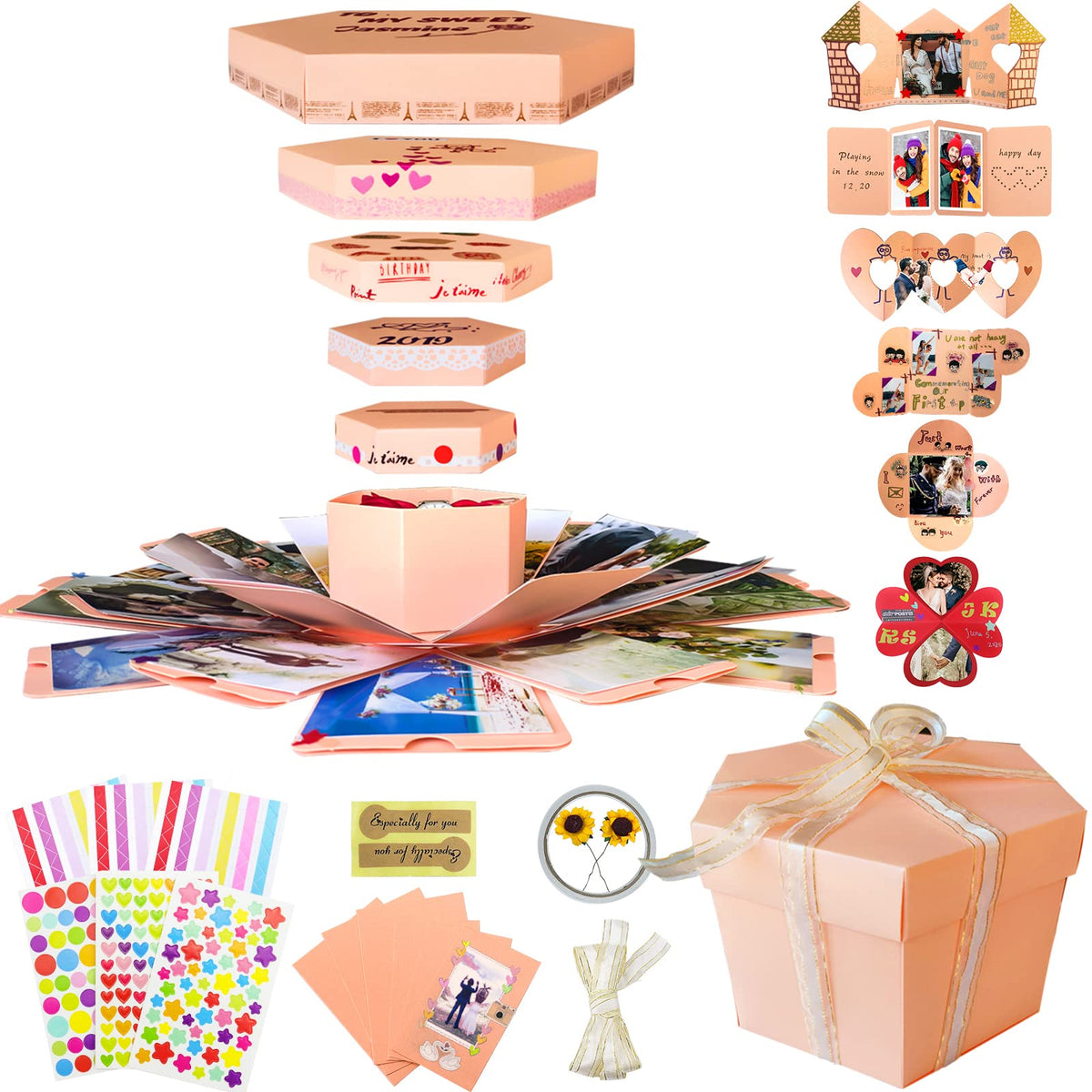 Vienrose Explosion Gift Box Set Surprise Gift Photo Box Creative DIY Scrapbooking Picture Album for Birthday Proposals Valentine's Day