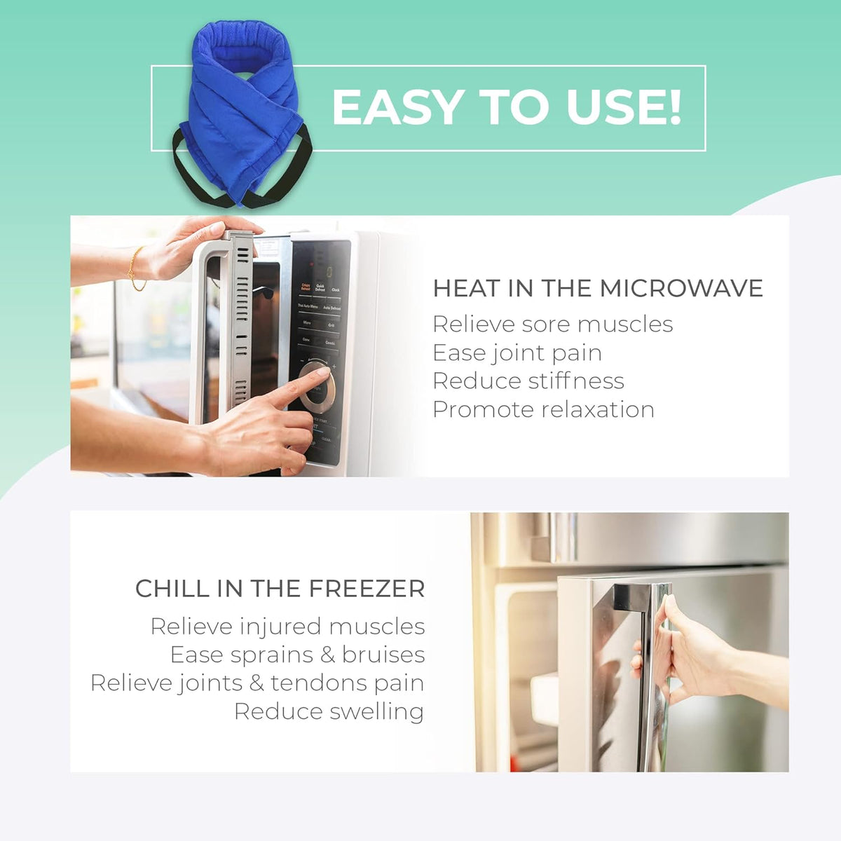 Microwavable Heating Pads for Lower Back, Neck, and Shoulder Pain Relief - Moist Microwave Heating Pad for Muscles and Joints - Microwave Hot Pack Heat Pad for Cramps -3 Heat Pack Blue
