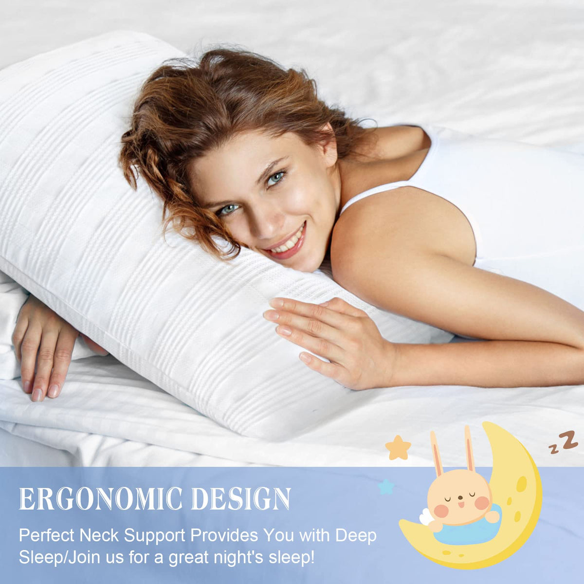 Meoflaw Cooling Pillows for Sleeping Queen Size Set of 2,Shredded Memory Foam Bed Pillow with Pillow Case-Double Sided Material,Adjustable Loft Queen Pillow for Side & Back Sleeper-Medium Firm
