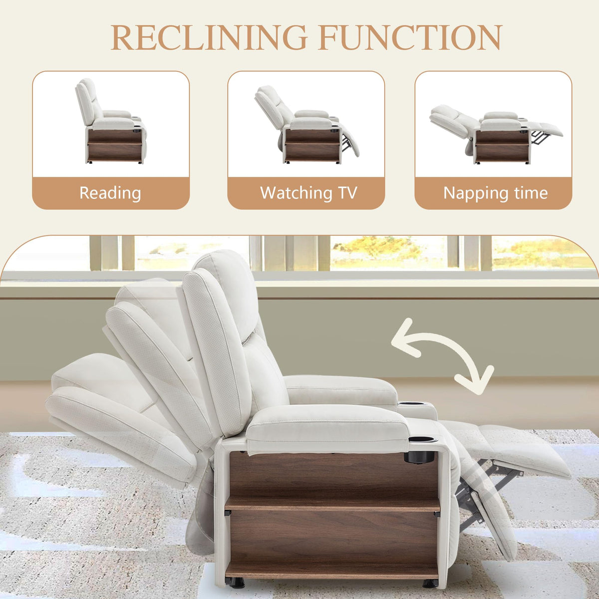Recliner Chair for Adults Recliner Chair with Massage and Heat, Reclining Comfy Single Sofa with Side Storage and Cup Holders Theater Seating for Living Room, Bedroom