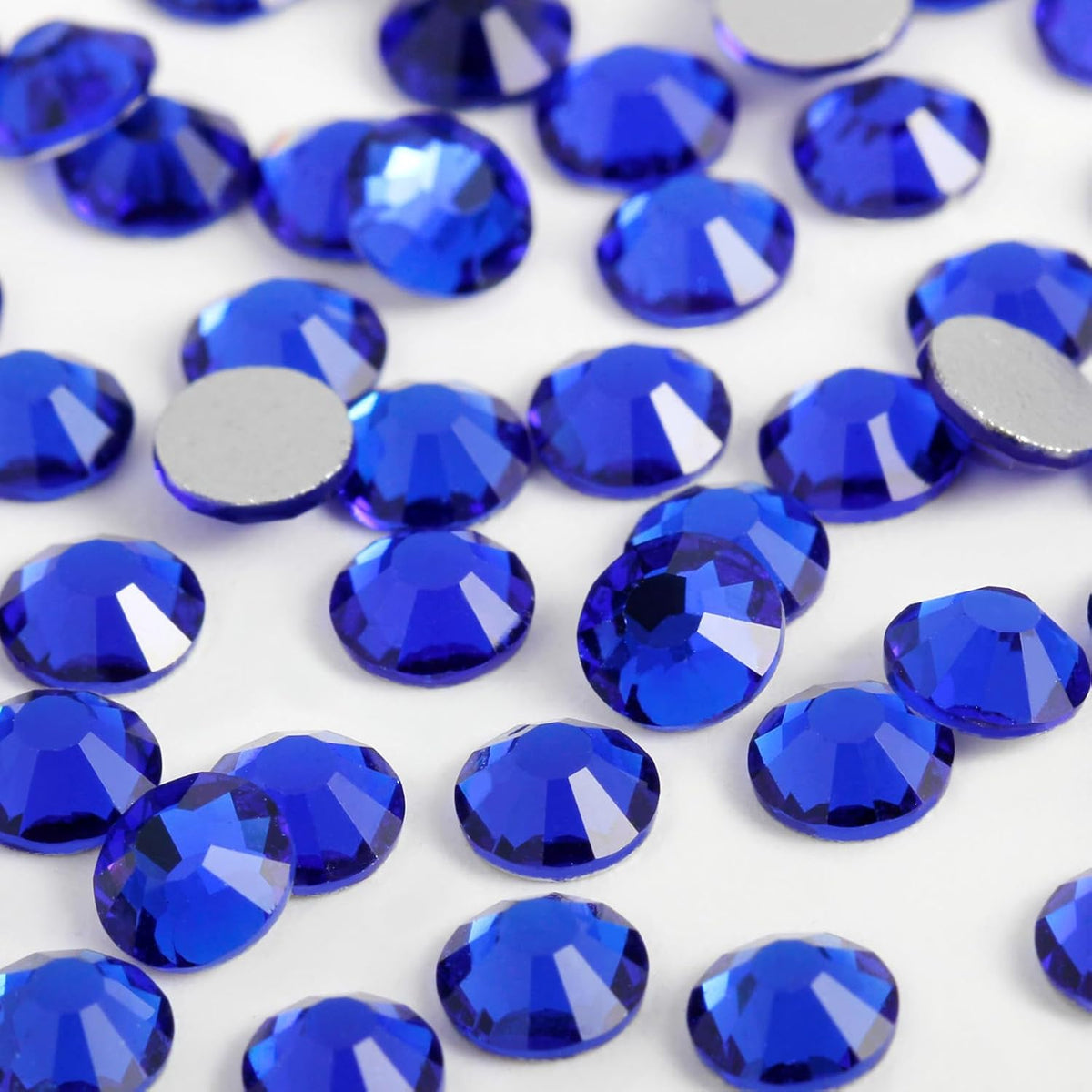 2000PCS SS20 Flatback Rhinestones | 12-Facet Diamond-Cut Glass Gems for Nail Art, Clothing, DIY Crafts |Glue-On Decoration Stones with Silver Backing(Sapphire)