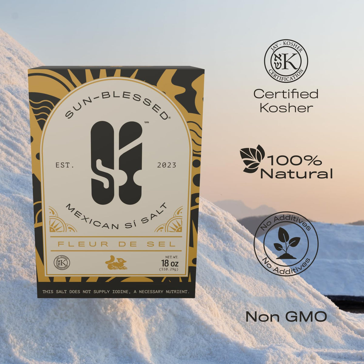 Sí Salt, Colima Sea Salt, Crystals, Kosher, Unrefined, Hand Harvested (18 Oz, Fleur de Sel)