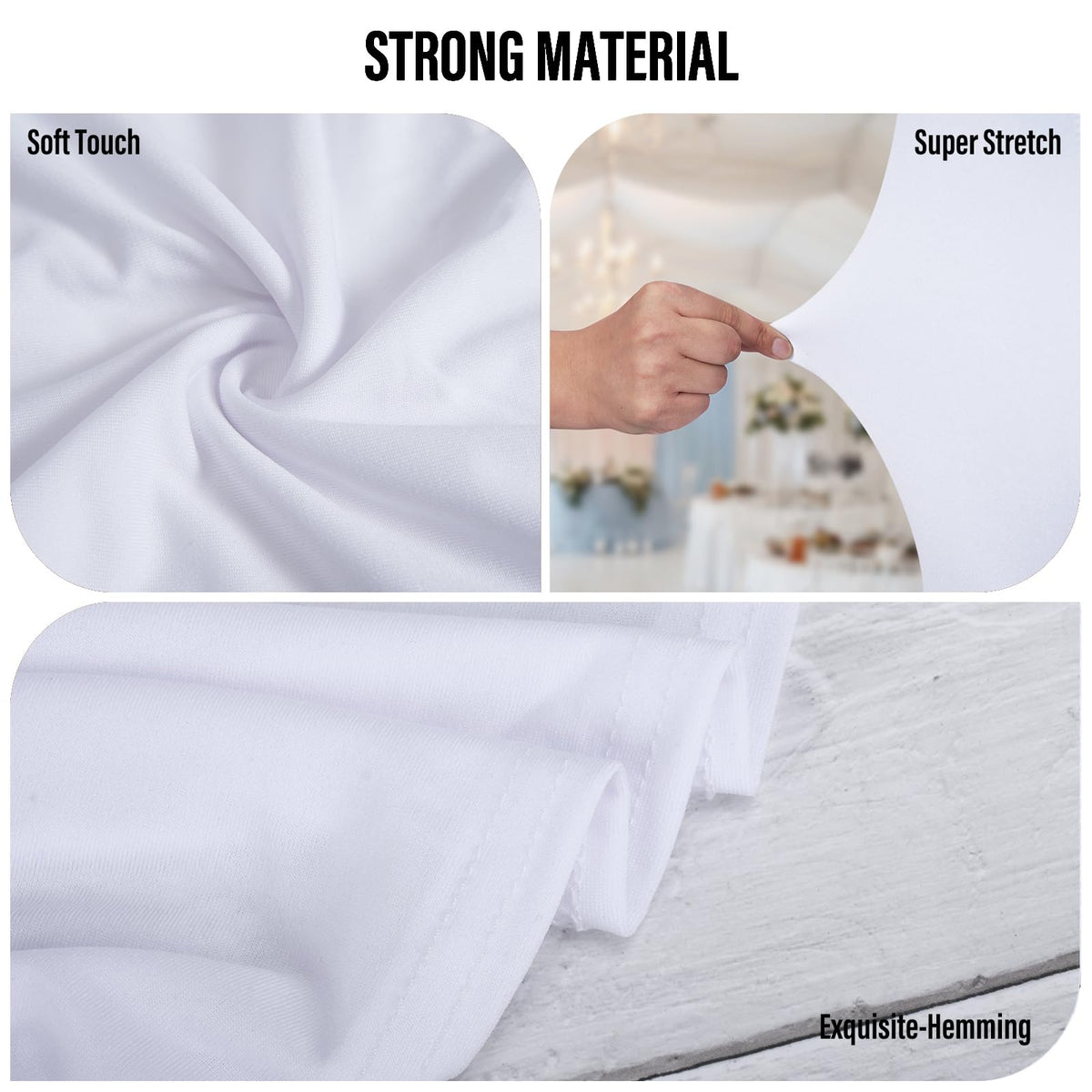 LEBENGURU Stretch Spandex Folding Chair Covers 30PCS, Universal Elastic Fitted Chair Cover Protector for Wedding, Party, Banquet, Holidays, Celebration, Decoration (White)